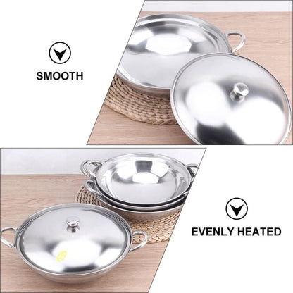 UPKOCH Stainless Steel Hot Pot Pan, 22cm Metal Shabu Shabu Hot Pot with Lid and Handle