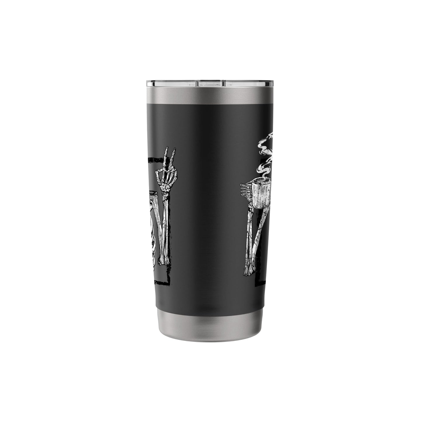Skeleton Drinking Coffee Gothic Peace Sign Halloween Grunge Stainless Steel Insulated Tumbler
