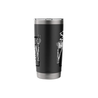 Skeleton Drinking Coffee Gothic Peace Sign Halloween Grunge Stainless Steel Insulated Tumbler