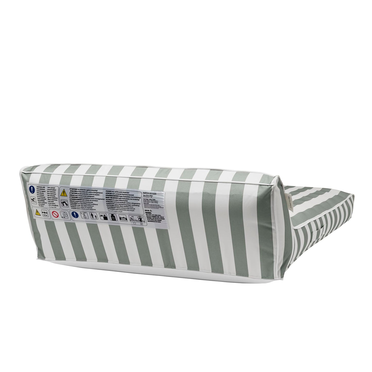 SUNNYLiFE Luxe Double Lounger, Floating Pool Lounger, Water and Land Use, Backrest Design, PVC and Polyester, Seagrass Stripe, 70.87 x 33.46 x 20.47 inches, 9.7 lbs