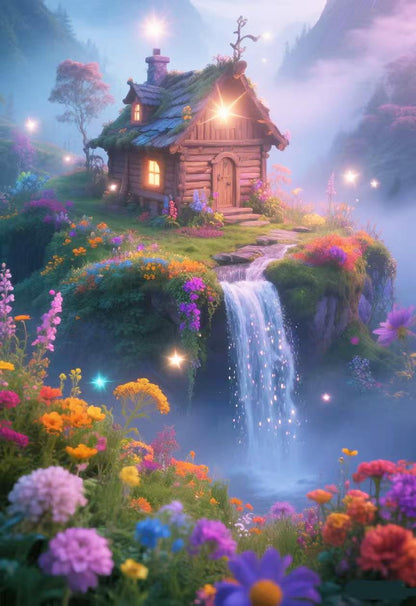 Lvmuu Large Landscape Scenery Diamond Art Kits for Adults Beginners, 5D DIY Full Round Drill Floral Waterfall Diamonds Art Kits Paint By Number Gem Art Craft Home Wall Decoration 40x50cm