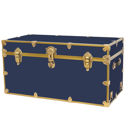 Rhino Trunk & Case Classic XXL College Trunk with Antique Brass Hardware, Soft Close - 36”x18”x18”, Seats 1500+ lbs, USA Made Secure Dorm Footlocker, Home Storage, Steamer Style Blanket Chest