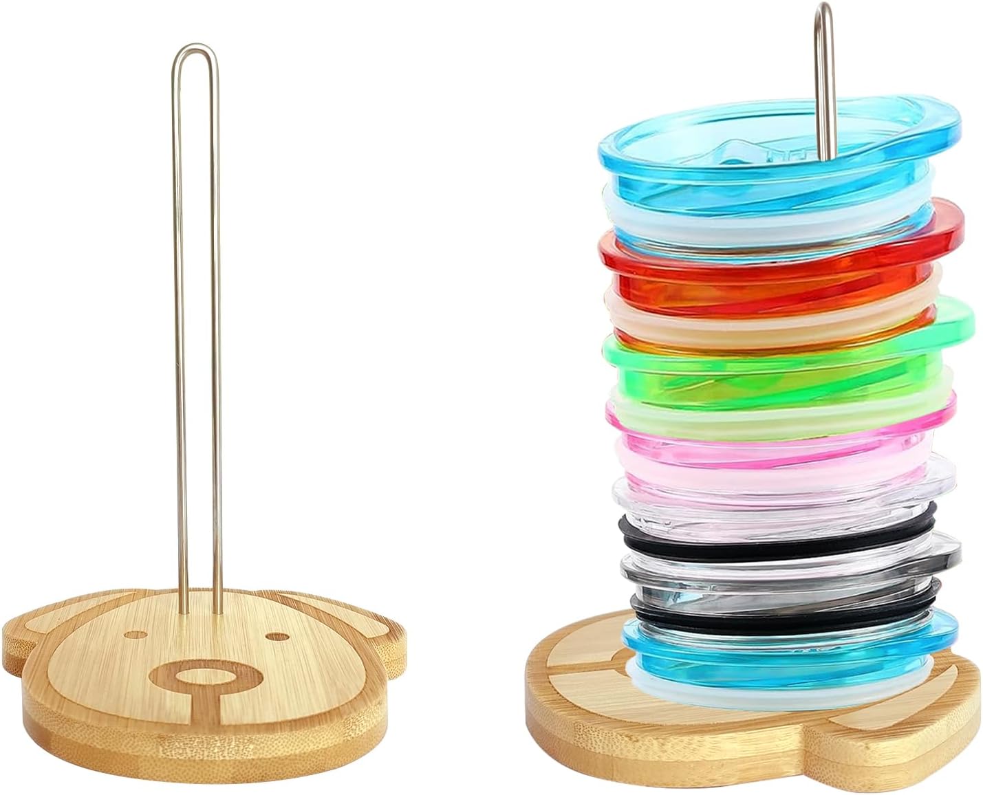 2 Packs Revolutionary Tumbler Lid Organizer - Detachable Bamboo Cup Lid Organizer for 10 Lids, Keep Kitchen Clutter-Free