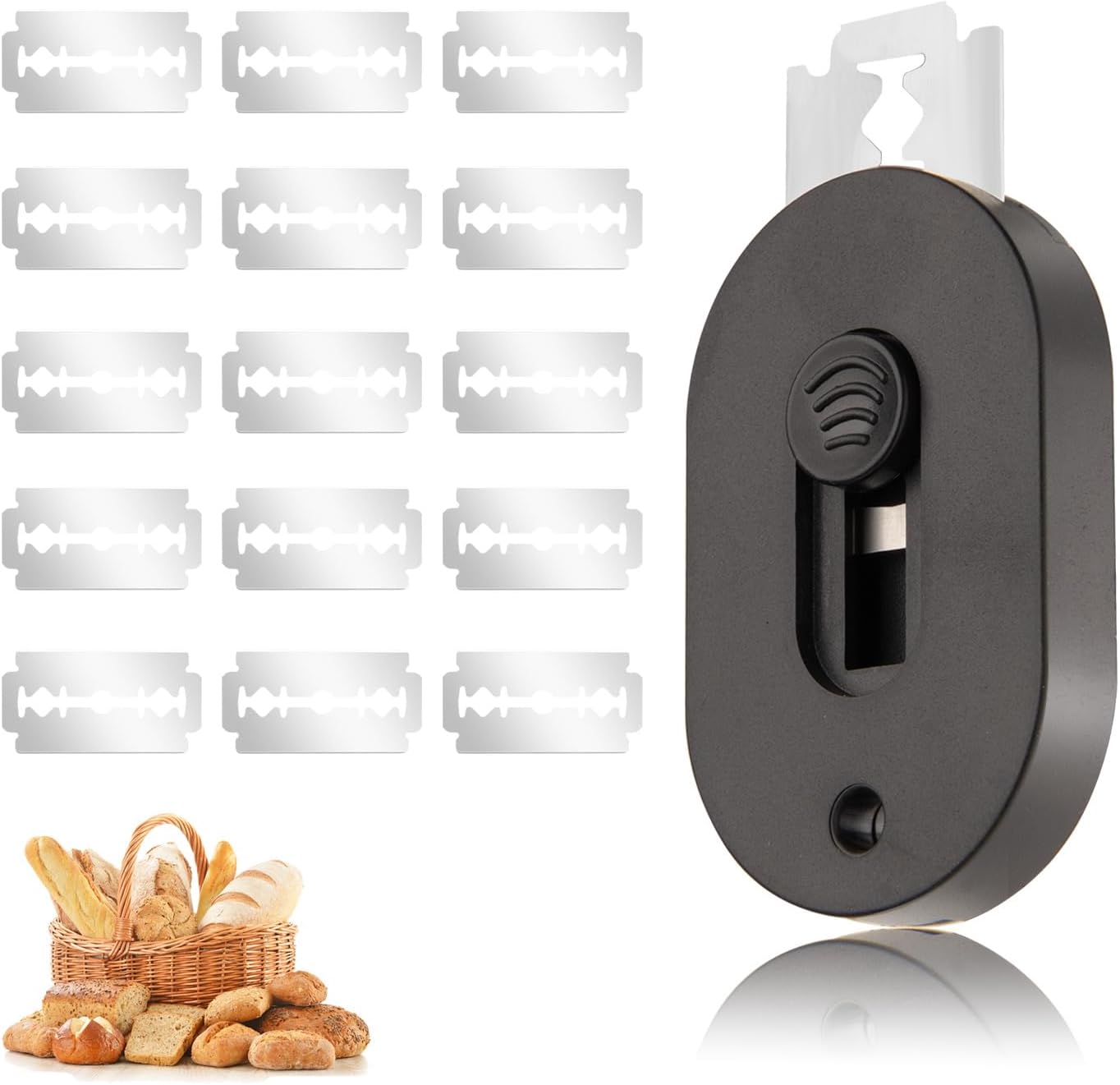 Magnetic Bread Lam Dough Scoring Tool with 15 Razor Blades, Professional Slashing Tool for Sourdough Baking