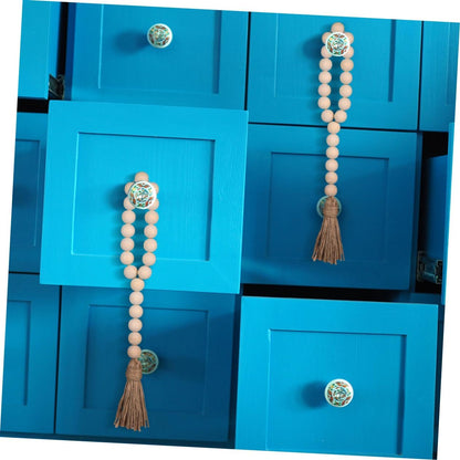 Garneck Wood Bead Garland, Rustic Country Decor Prayer Beads for Home Door Knob Christmas Decoration