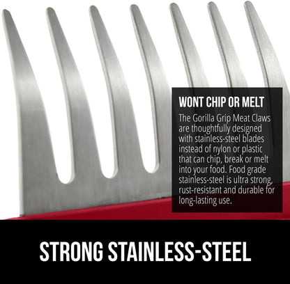 Gorilla Grip Oversized Stainless Steel Meat Shredder Claws for Shredding Chicken, Pulled Pork, and Meats