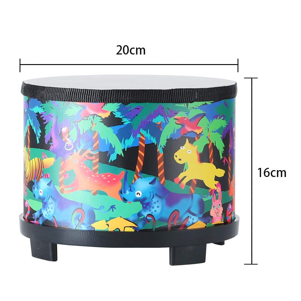 Ubblove Floor Tom Drum for Kids 8 inch Percussion Instrument Music Drum with 2 Mallets for Baby Children Special Christmas Birthday Gift, Black