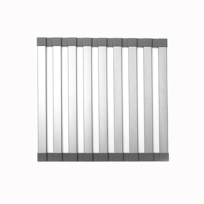 Mistifi Large Rollable Dish Drying Rack,Over The Sink Drying Rack Sink Cover Kitchen Sink Accessories Kitchen Rolling up alluminum Drainer, Foldable,Rollable（Black 17.9''x13）