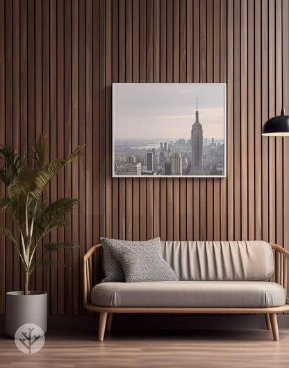 WVH Luxe American Walnut Acoustic Slat Wood Wall Panels, Measures 94.49" x 23.62", Premium Finish, Interior Decor for Walls & Ceilings, Noise Cancelling & Sound Absorbing for Home & Office, 2pcs