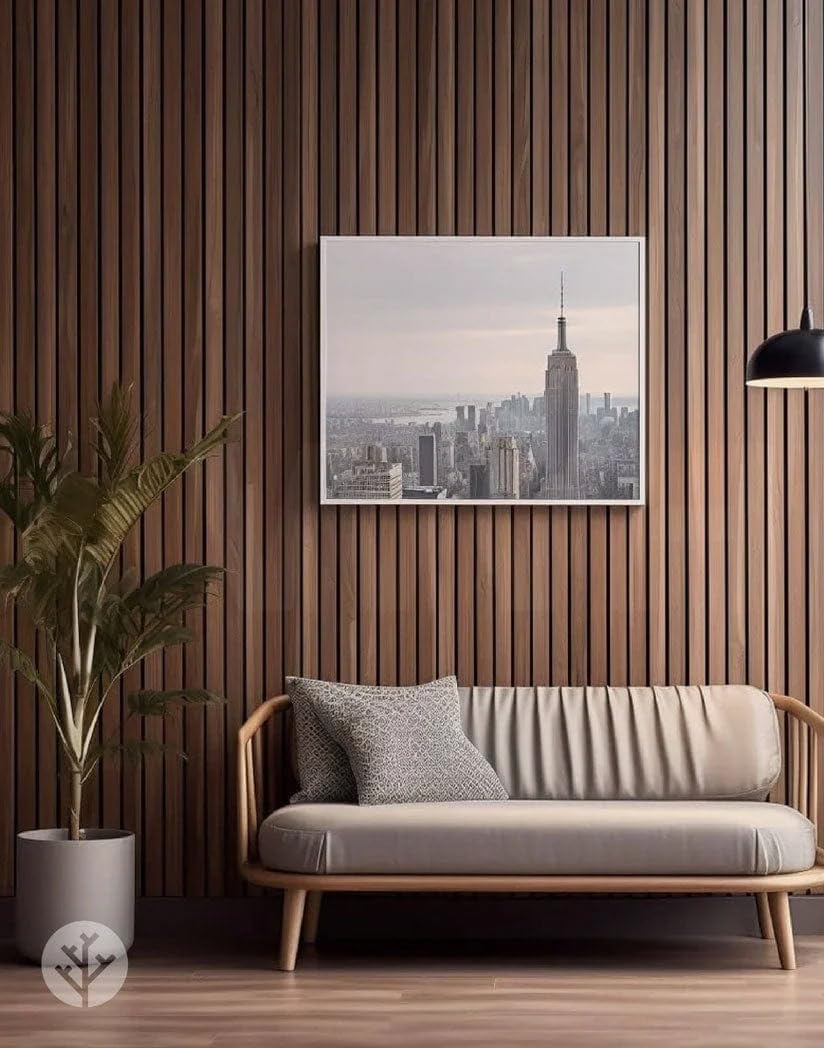 WVH Luxe American Walnut Acoustic Slat Wood Wall Panels, Measures 118.11" x 23.62", Premium Finish, Interior Decor for Walls & Ceilings, Noise Cancelling & Sound Absorbing for Home & Office, 2pcs