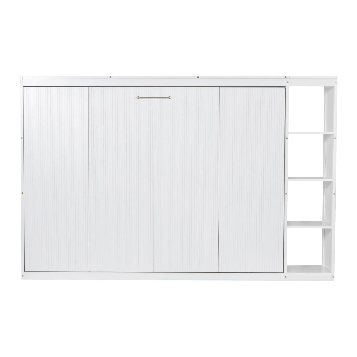 GDFStudio Boden Full Size Murphy Bed, Full Size Murphy Bed with Bookshelf, 4 Storage Shelves, Ample Storage Space, Organized as Cabinet, Saving Space Design, Perfect for Small Apartment, White