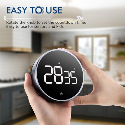 Digital Kitchen Timer, 3.8'' Large LED Display, Adjustable Volume, Easy for Cooking/Study/Exercise