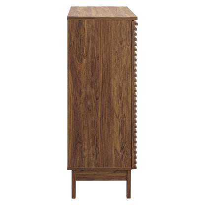 Modway Render Mid-Century Modern Wine Rack Storage, Bar Cabinet, Walnut