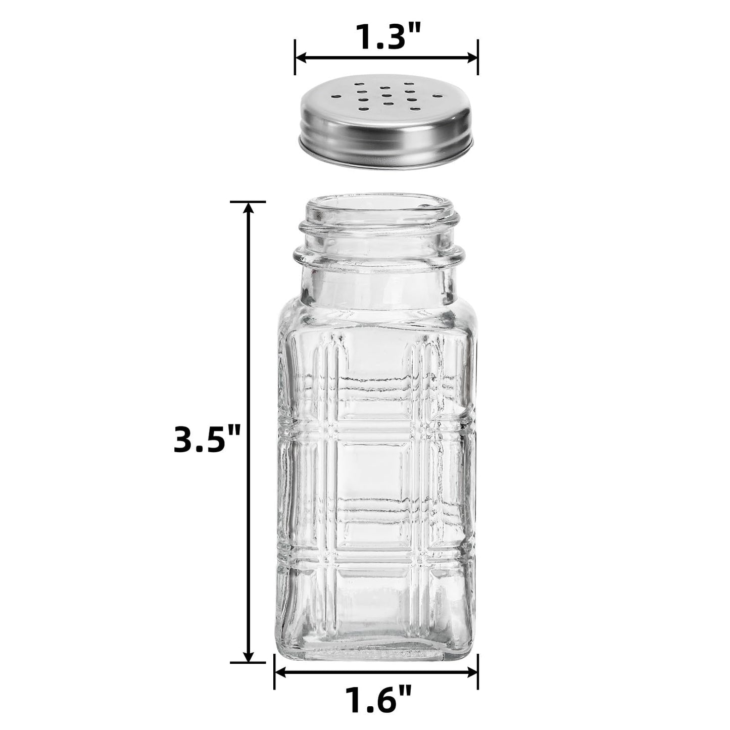 Covzoe 30 Pack Glass Salt and Pepper Shakers, 2.5 Oz Antique Spice Shakers with Metal Lid, Clear Glass Jars Kitchen Gadgets for Seasonings Home Restaurant Cooking Table