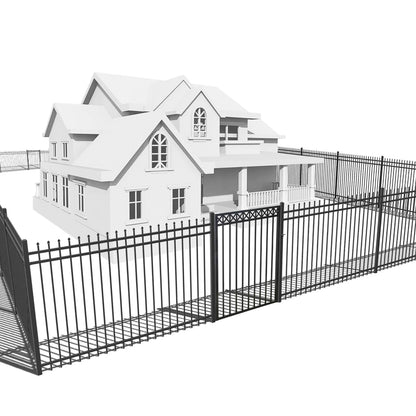Fencer Wire 100FT Heavy Duty Pinnacle Fence Barrier Kit, Anti-Rust Metal Steel Fence with 5FT Height X 6FT Width Panels, with Decorative Gate, Posts, Connectors, Outdoor Fencing for Yard