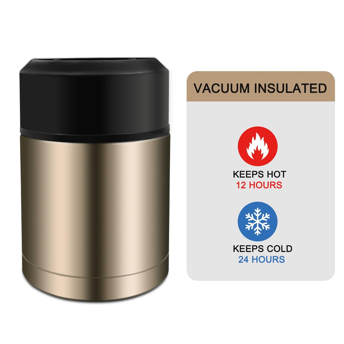 Zalaxt 28oz Soup Thermos, Stainless Steel Thermos for Hot Food, Wide Mouth Food Thermos Jar, Insulated Lunch Container Leak Proof Vacuum Thermal Flask(gold)
