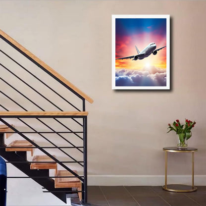 DIY 5D Diamond Painting Kits for Adults Airplane in Flight in The Sky at Sunset Airplane Diamond Painting Diamond Art Kits Gem Art Kits for Gift Home Wall Decor 12x16 inch