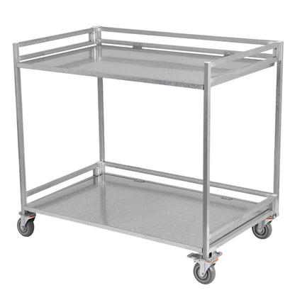 Metal Cart on Wheels 660 lbs Capacity, 2‑Shelf Folding Stainless Steel Cart with Handle, Metal Rolling Cart with Wheels, Rolling Metal Cart for Warehouse Garage Home – 39"x36"