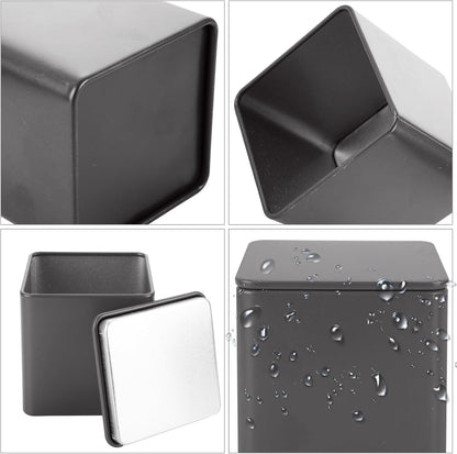 12 Pack 3 Oz WOPPLXY Minimalist Black Square Metal Tea Tins, Loose Leaf Tea Storage Containers with Airtight Lids