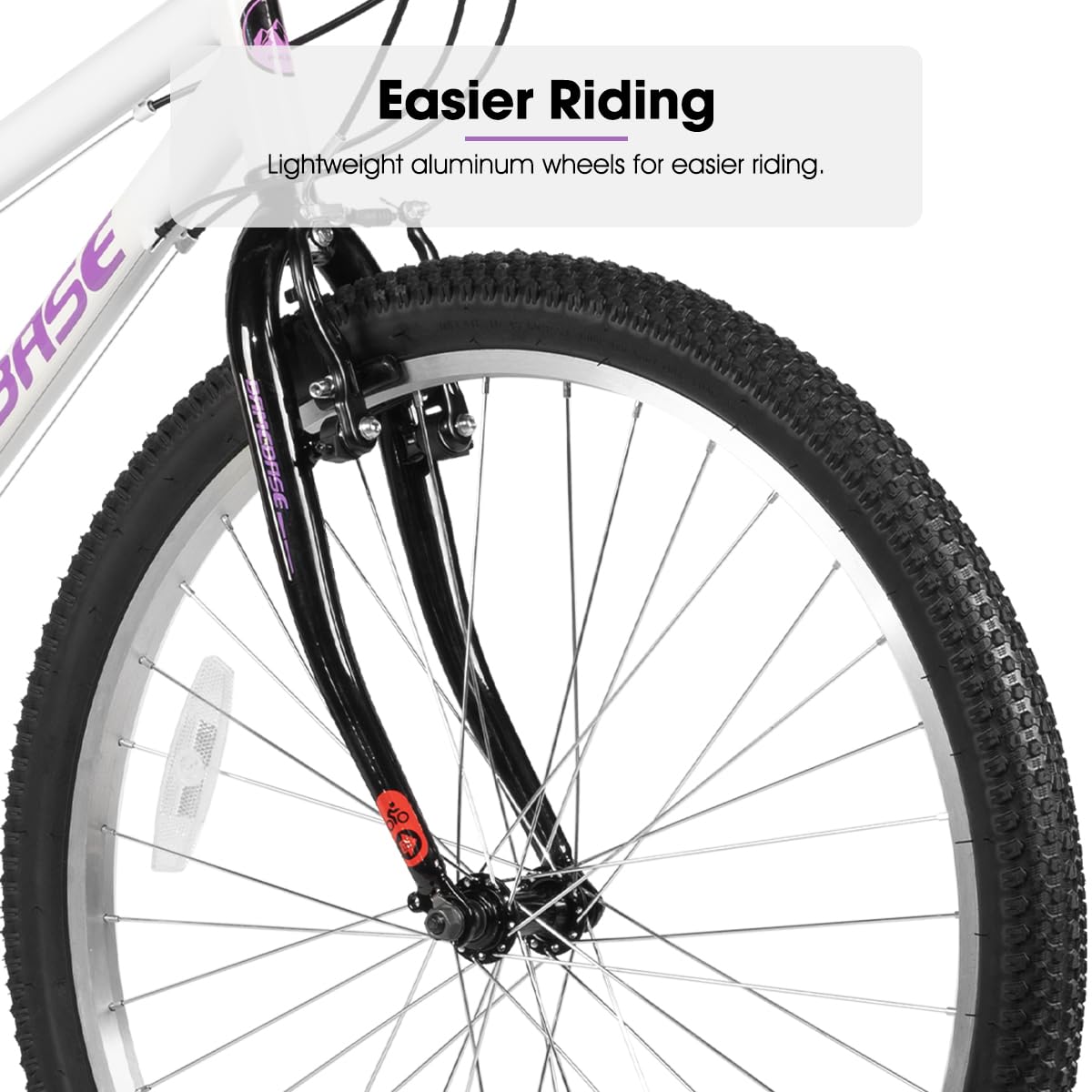 HILAND Bamcbase Womens Mountain Bike, 24 Inch 18 Speeds Hybrid Commuter Bicycle for Adults, Sport Hardtail Trail MTB White