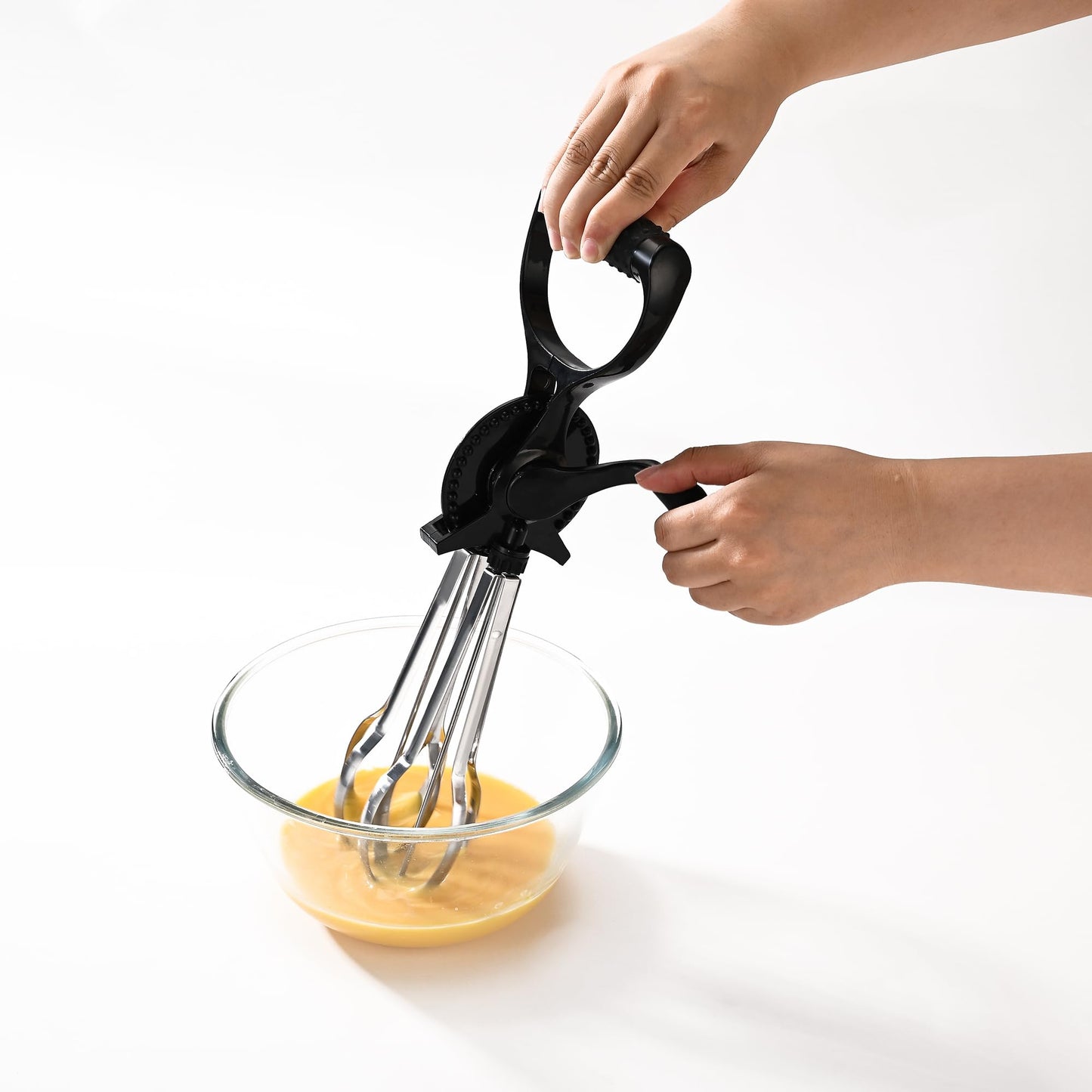 Fox Run Stainless Steel Manual Hand Mixer, Black Retro Style Egg Beater, 13" x 4"