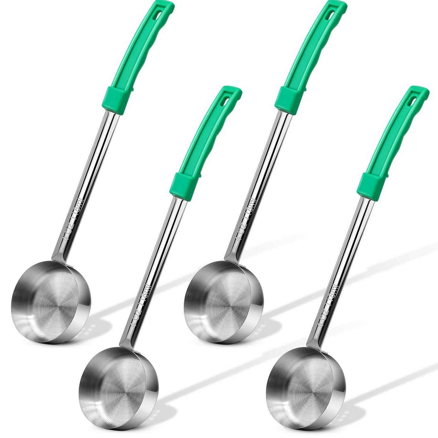 4 Ounce Solid Stainless Steel Portion Control Ladle Spoon - 4Pcs Pizza Sauce Serving Spoons Portion Ladle for Sauces, Perfect for Weight Watchers, Buffets, Parties