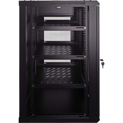 Navepoint 18U Deluxe IT Wallmount Cabinet Enclosure 19-Inch Server Network Rack with Locking Perforated Door 24-Inches Deep Black with/Shelves