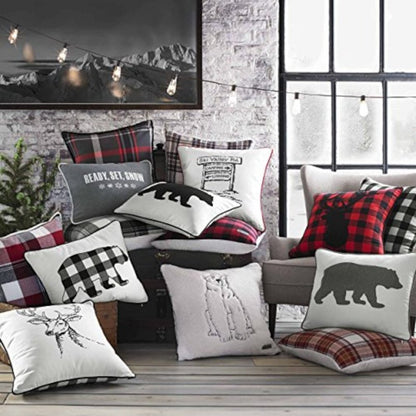 Eddie Bauer Home - Throw Pillow with Zipper Closure, Perfect Home Decor for Bed or Sofa (Wallace Plaid Cinder, 20" x 20")