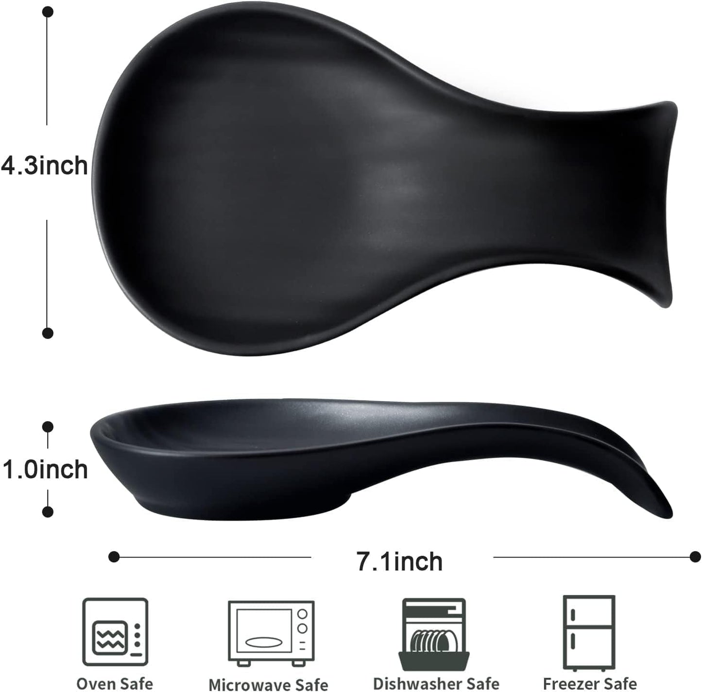 Hasense Porcelain Spoon Rest, 7 Inch Holder for Ladle, Spatula & Tong, Large Cooking Utensil Rests for Kitchen