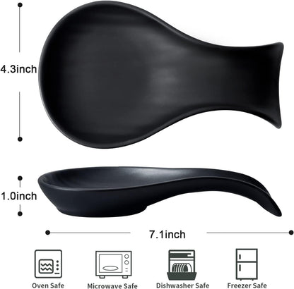 Hasense Porcelain Spoon Rest, 7 Inch Holder for Ladle, Spatula & Tong, Large Cooking Utensil Rests for Kitchen