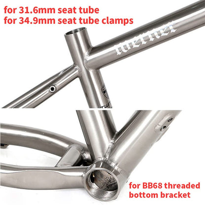 HIMALO Bike Frame 27.5/29er Mountain Bike Frame 15.5''/17''/19'' Lightweight Titanium Alloy Rigid Frame Disc Brake Thru Axle 12x142mm XC AM(27.5 * 15.5'')
