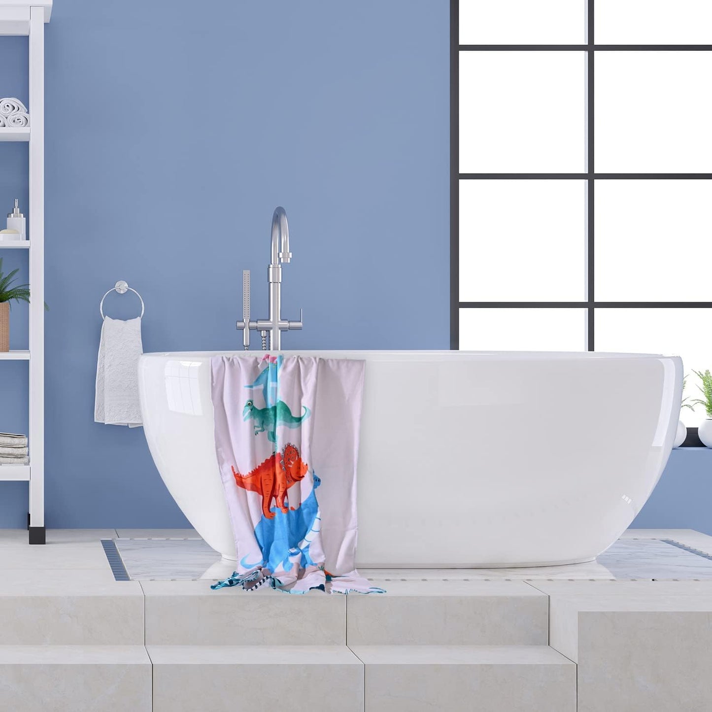 24x48, LIVILAN Small Dinosaur Beach Towel for Kids, Microfiber, Quick Dry, Sand Free, Lightweight, Thin, Perfect