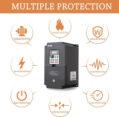 QNK 7.5KW 10HP 380V AC 17.5A VFD Converter Single to 3 Phase Inverter Variable Frequency Drive for CNC Spindle Motor Speed Controller