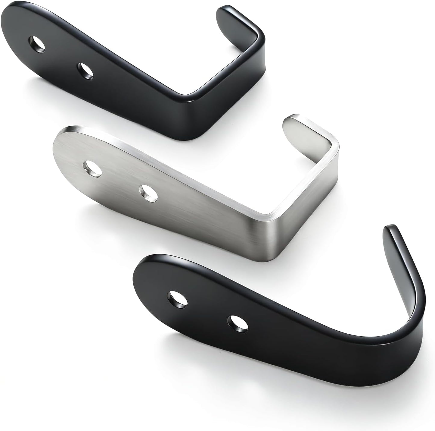 Skiennix Stainless Steel Wall Hooks - Heavy Duty Key Holder & Coat Hanger, 8 Pack (Black)