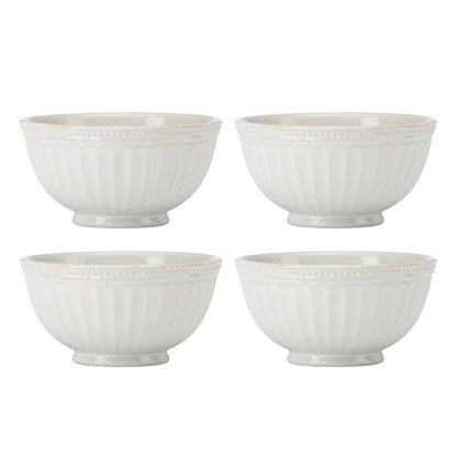Lenox Dinnerware Sets, French Perle Groove White 24-Piece Dinnerware Set, Service For 8, Stoneware, Dishwasher Safe, Microwave Safe, Bowls, Plates And Bowls, Dinner Dishes, Plates (White, 24 Piece)