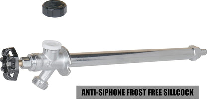 10 Inch 1/2 Inch 3/4 Inch WHK Frost Anti-Siphon Sillcock PEX B X Hose Bibb,Frost Proof Outdoor Faucet Bib with Vacuum
