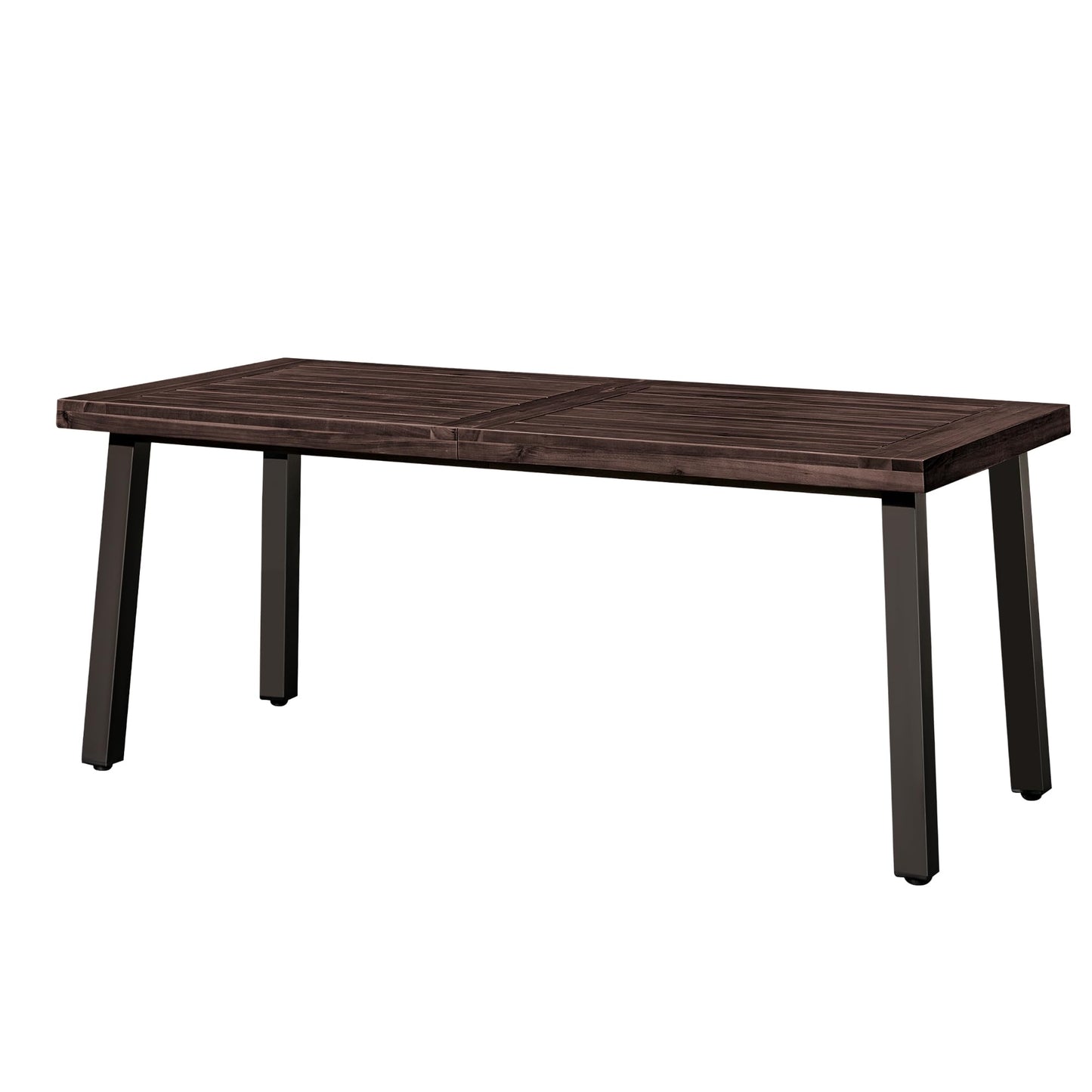 Devoko Home Acacia Wood Dining Table 6-Person Indoor Outdoor Table with Iron Legs, Sandblast Finish, Natural Stained, Rustic Metal, 69 * 33 * 30 inch (Espresso)