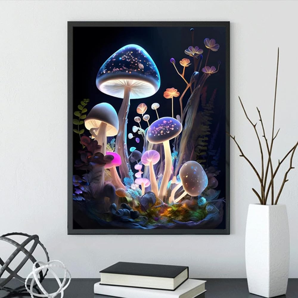 Pimio 5D DIY Diamond Art Painting Kits,Round Full Drill Mushroom Diamond Art Kits for Adults Beginner, Perfect for Home Wall Decor and Gift(12x16inch)