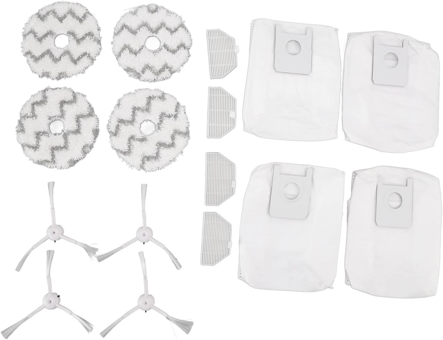 TOPINCN Sweeping Robot Accessories - Vacuum Cleaner Replacement Kit for Roidmi SDJ06RM Sweeping, Includes 4 Dust Bag, 4