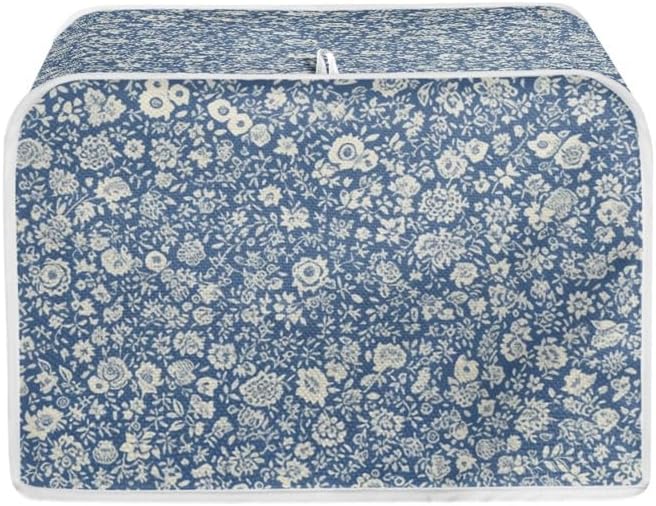 Toaster Cover 2 Slice, Blue Ditsy Floral Wide Slot, French Countryside Toaster Appliance Cover, Machine Washable