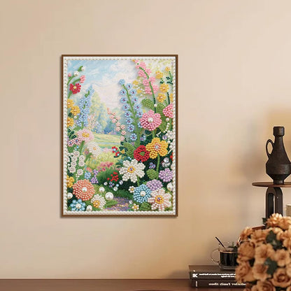 DIADAY 5D DIY Pearl Painting Kit for Adults, Floral Pearl Art with Diamond Special Shape Rhinestones, 3D Relief Beads Craft Home Wall Decor Gift, 12 x 16 Inches