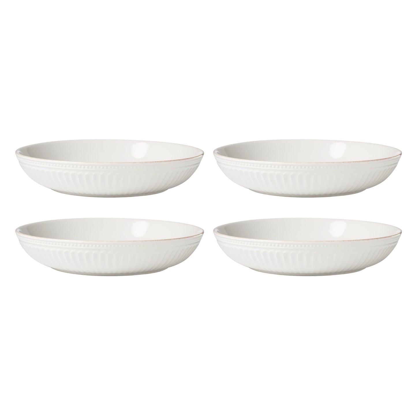 Lenox Dinnerware Sets, French Perle Groove White 24-Piece Dinnerware Set, Service For 8, Stoneware, Dishwasher Safe, Microwave Safe, Bowls, Plates And Bowls, Dinner Dishes, Plates (White, 24 Piece)