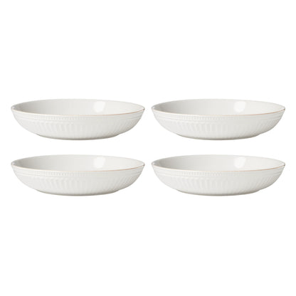 Lenox Dinnerware Sets, French Perle Groove White 24-Piece Dinnerware Set, Service For 8, Stoneware, Dishwasher Safe, Microwave Safe, Bowls, Plates And Bowls, Dinner Dishes, Plates (White, 24 Piece)