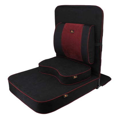 Friends of Meditation Extra Large Meditation Chair | Floor Chair with Back Support | Yoga Chairs for Adults | Portable Folding Chair | Yoga Chair with Cushion & Meditation Block | Black | 24x22 in