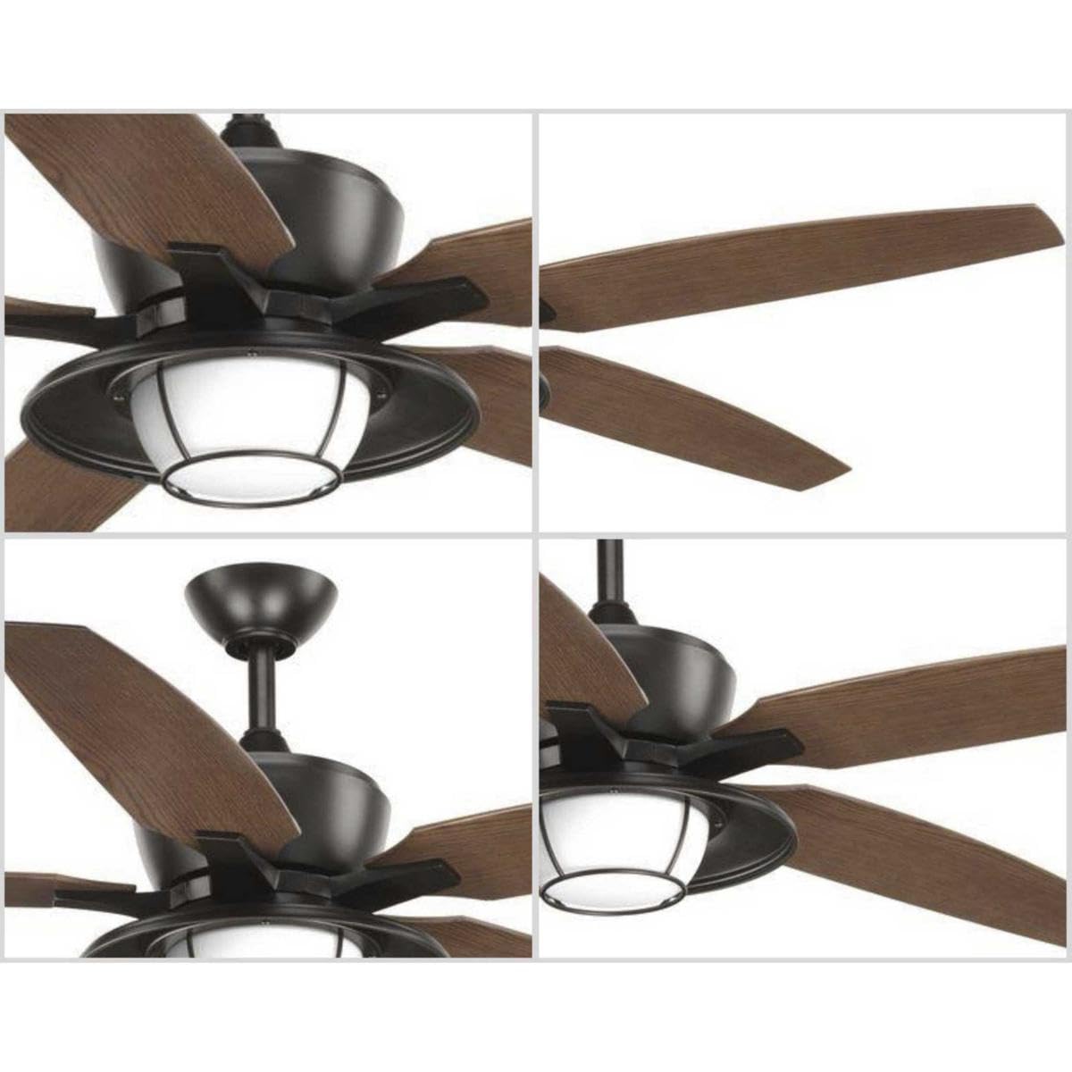 Progress Lighting P2564-2030K Protruding Mount, 5 Walnut Blades Ceiling fan with 18 watts light, Antique Bronze