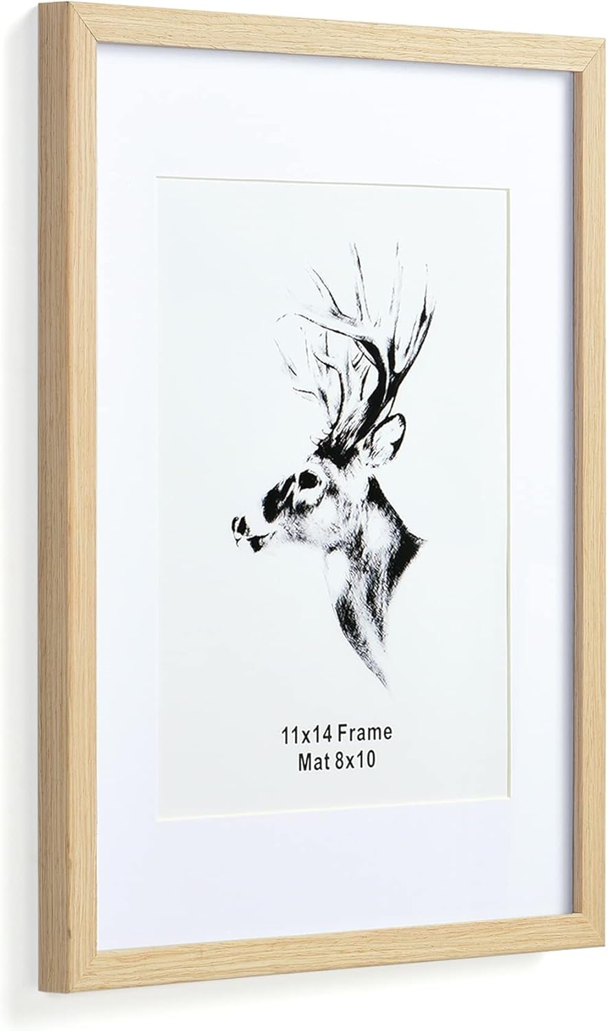 11x14 8x10 Set 4, 11x14 (4 pack, Yaetm Wood Picture Frame with Mat for of Natural Solid Oak Wood Frame with Tempered