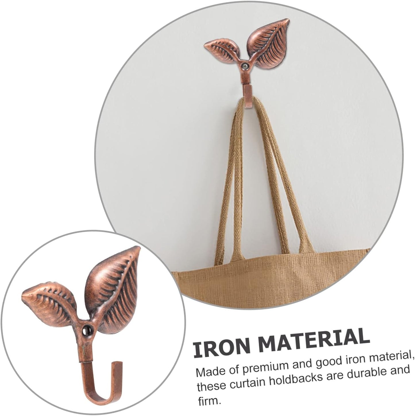 Leaf Wall Hooks 4 Sets, Black Coat Hooks, Decorative Wall Hat Hook, Office Wall Hanging Screw Iron Coat Hook
