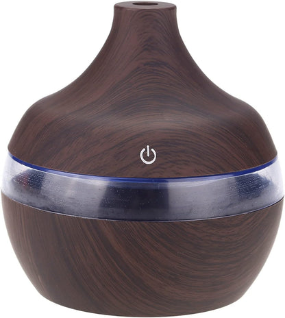 Wood Grain USB Humidifiers for Home, Top Fill with LED Night Light, Ideal for Bedroom Office Nursery, Compact Design