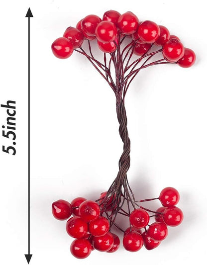200 400 SallyFashion Artificial Red Berries on Wire Stems - Stems with Holly Berries for Christmas Tree, Wreaths
