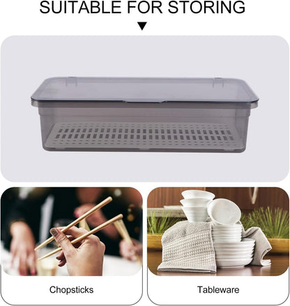 Cabilock Cutlery Organizer Flatware Tray with Lid, Utensil Holder for Drawer Countertop